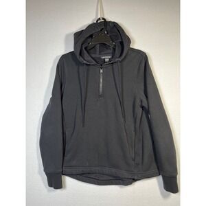 Athleta Cozy Karma Black 1/4 Zip Hoodie Sweatshirt Fleece Lined Women's Sm Petit